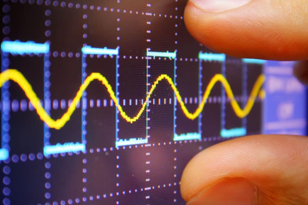image of waves on an oscilloscope